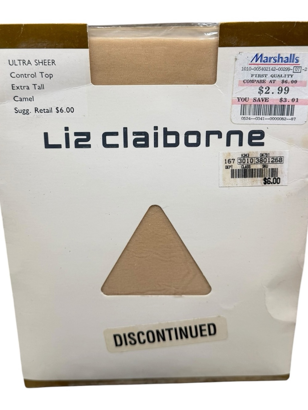 1992 Liz Claiborne Ultra Sheer Control Top Pantyhose Extra Tall Camel